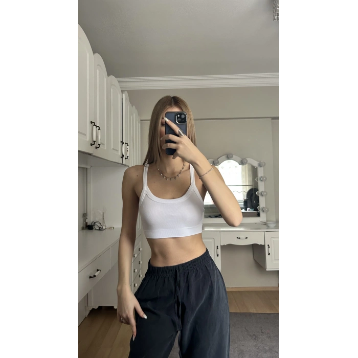 Beyaz Kalın Askılı Büstiyer