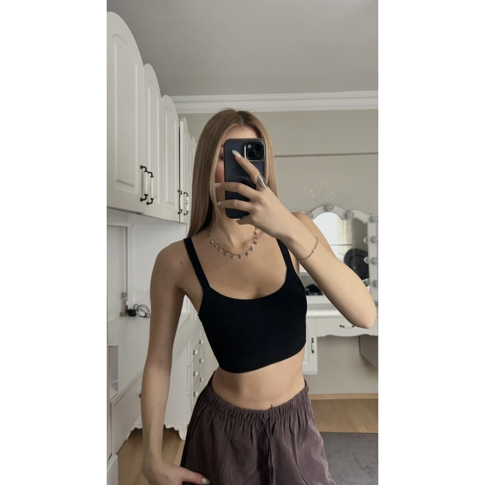 Siyah Kalın Askılı Büstiyer