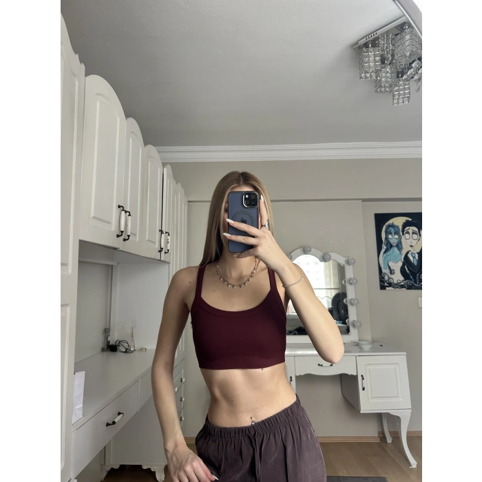 Bordo Kalın Askılı Büstiyer