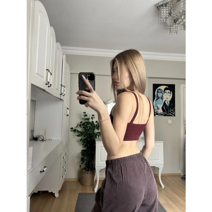 Bordo Kalın Askılı Büstiyer
