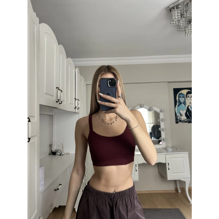 Bordo Kalın Askılı Büstiyer