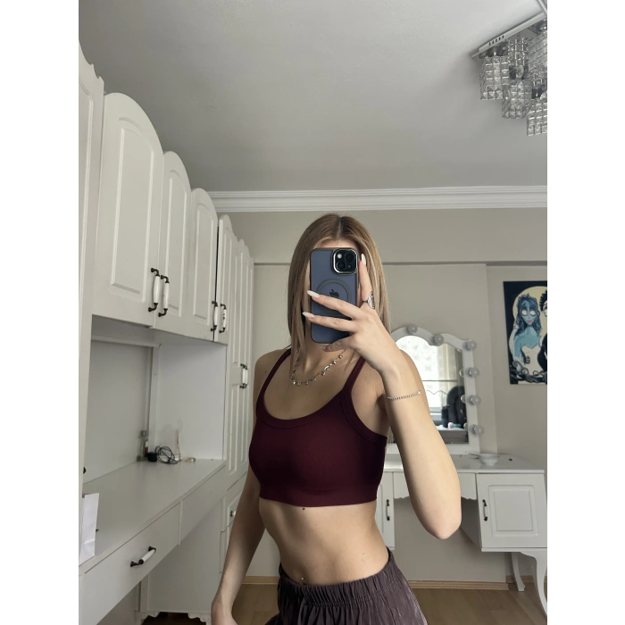 Bordo Kalın Askılı Büstiyer