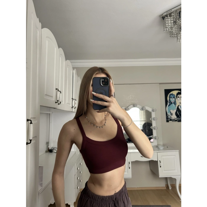 Bordo Kalın Askılı Büstiyer