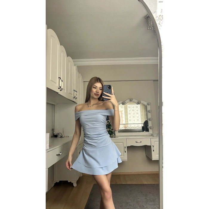 Mavi Madonna Yaka Drapeli Elbise