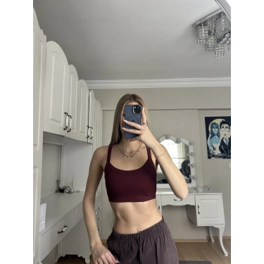 Bordo Kalın Askılı Büstiyer