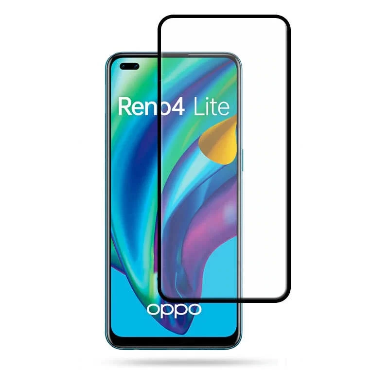 More TR Oppo Reno 4 Lite Zore Kenarları Kırılmaya Dayanıklı Cam Ekran Koruyucu