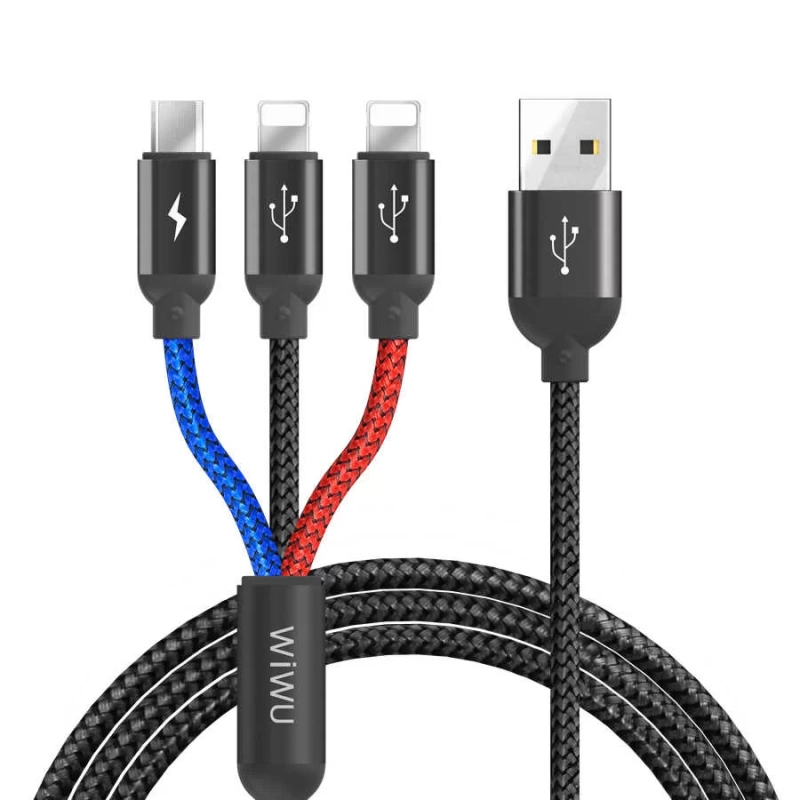 More TR Wiwu YZ100 Dual Lightning + Micro Usb Kablo