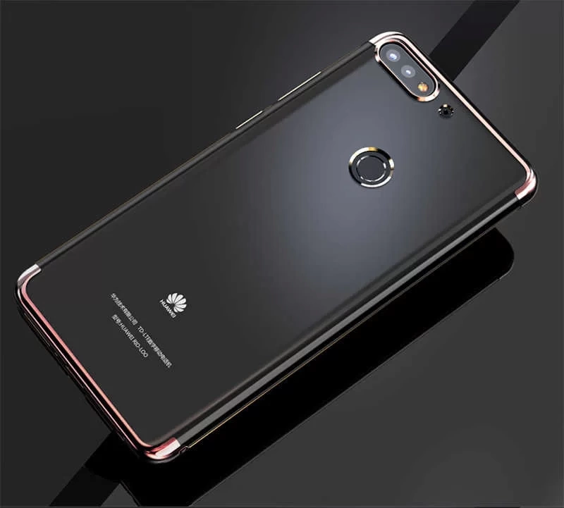 Huawei Y7 2018 Kılıf Zore Dört Köşeli Lazer Silikon Kapak