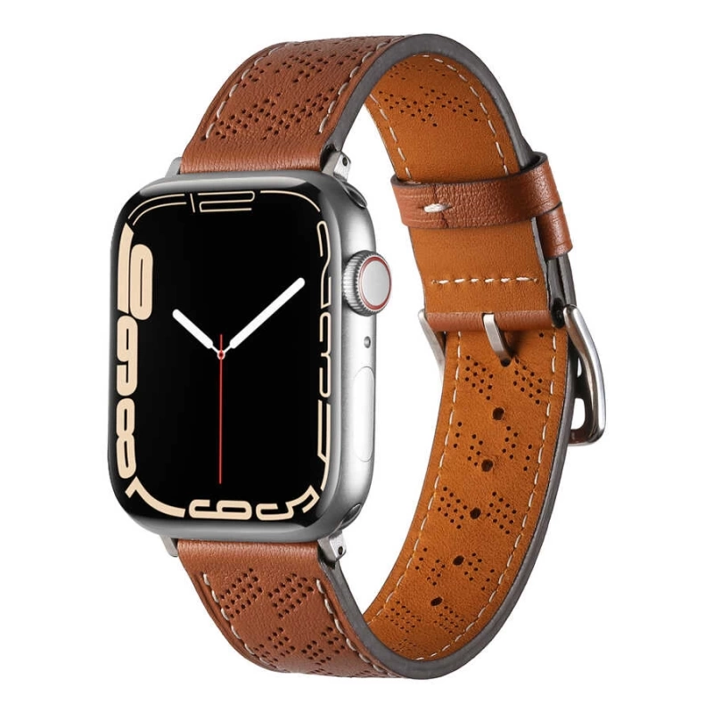 ​​​Apple Watch 7 45mm KRD-76 PU Deri Kordon Strap Kayış