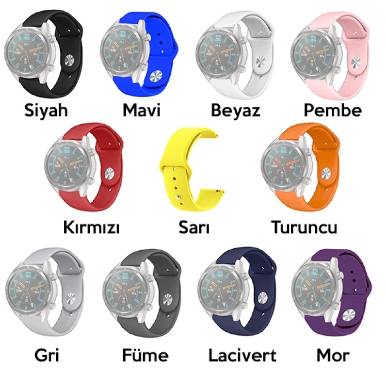 22MM Silikon Kayış Kordon Gear S3 Watch 4 -GT2 GT2E 46MM Kayış,Kordon Watch Active 2 22MM