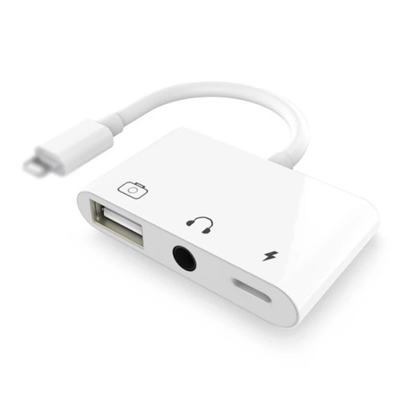 3in1 İPhone-İPAD lightning To Kulakılık ve Usb Kamera Okuyucu Otg