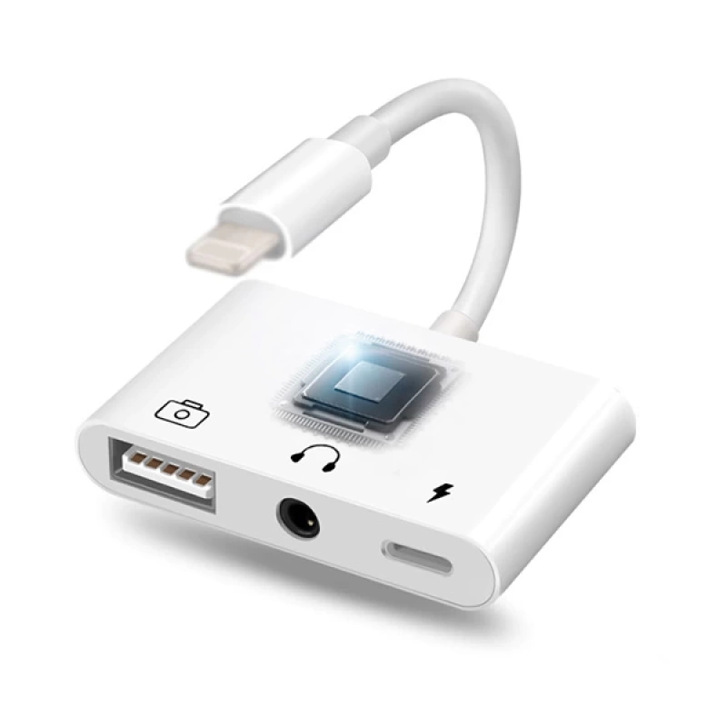 3in1 İPhone-İPAD lightning To Kulakılık ve Usb Kamera Okuyucu Otg