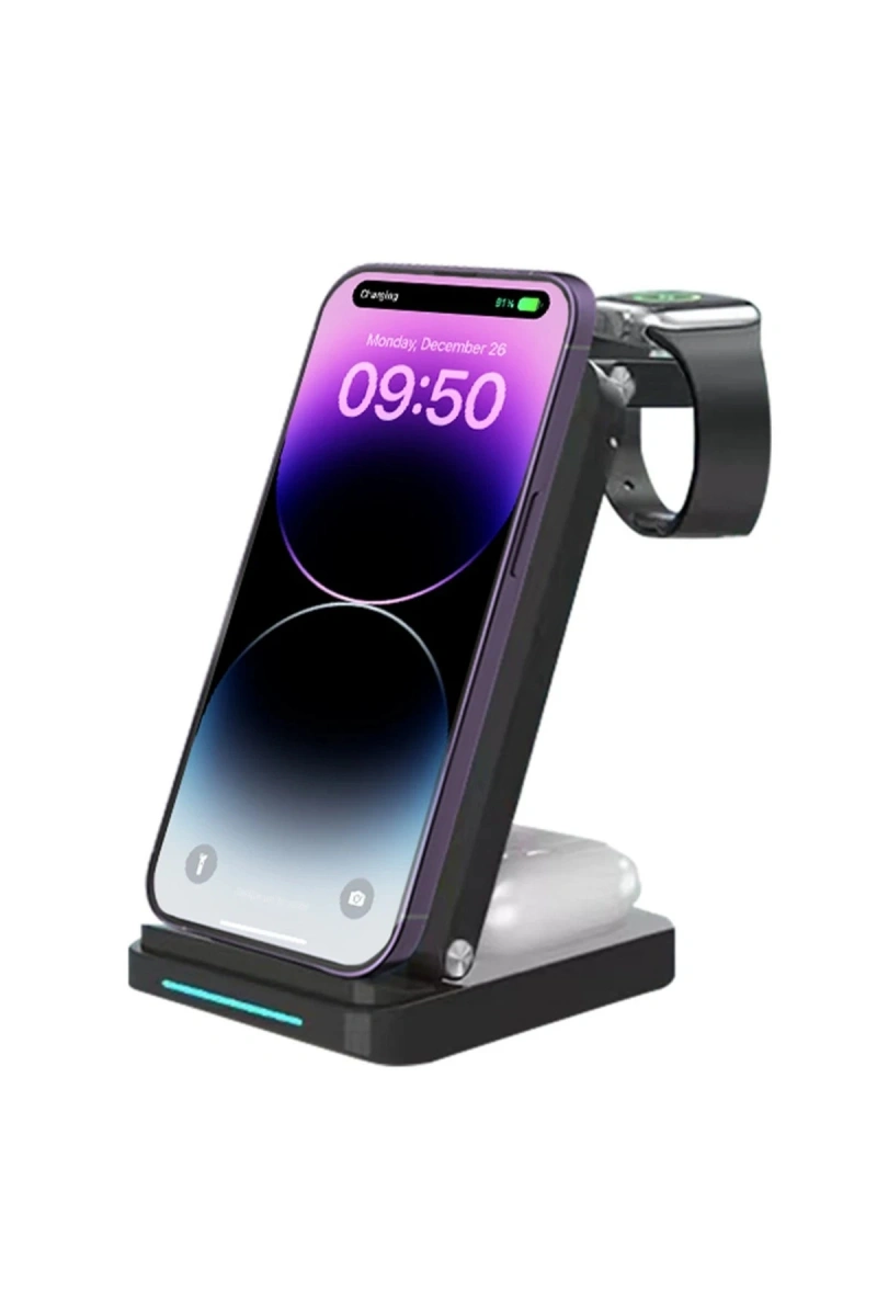 S90 4in1 Kablosuz Şarj Masaüstü Set - Siyah SPTGL