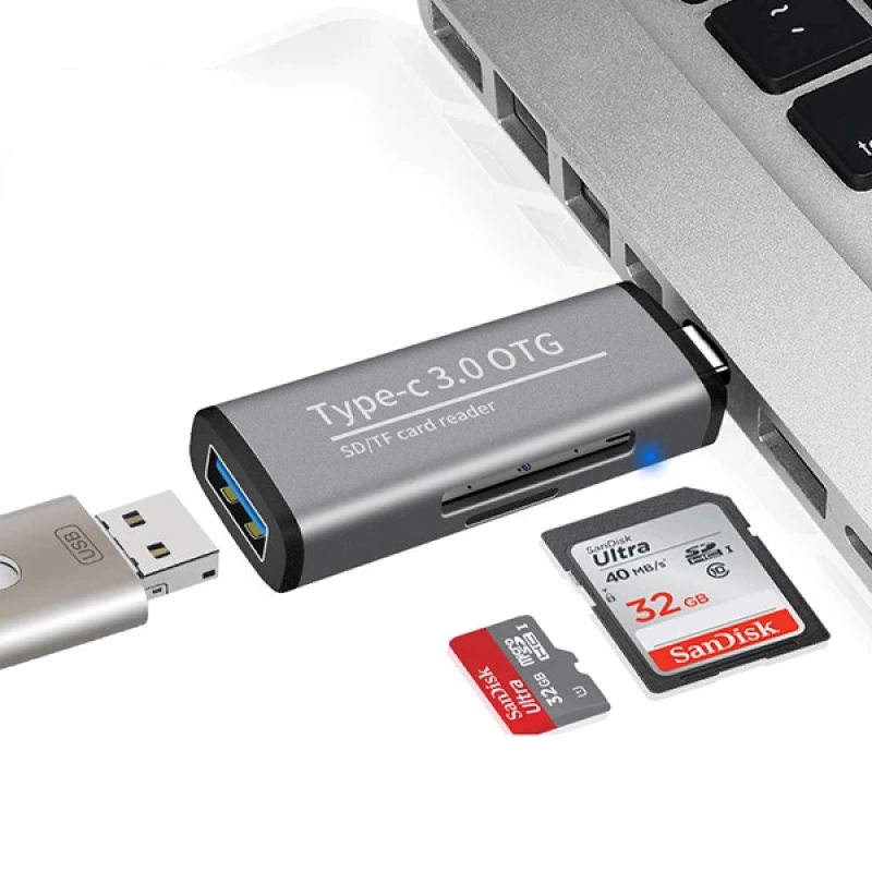 ADS-103 USB TYPE C 3.0 Hızlı Card Reader SD-TF Hafıza Kart Okuyucu