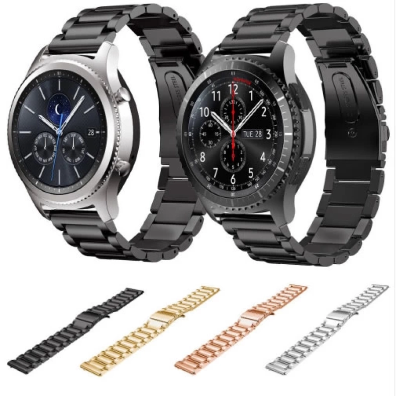 Ally 22mm Gear S3 Watch 4 46mm Paslanmaz Çelik 3 Bakla Kayış