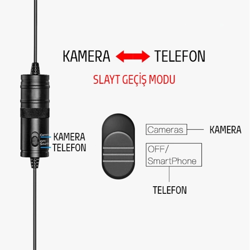 ALLY 3.5MM Universal Lavalier Kablolu Yaka Mikrofonu 6 Metre