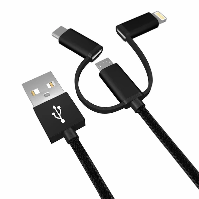 Ally 3in1 2.4a Type-C Micro Usb İphone 5,6,7,8 Halat Usb Kablo