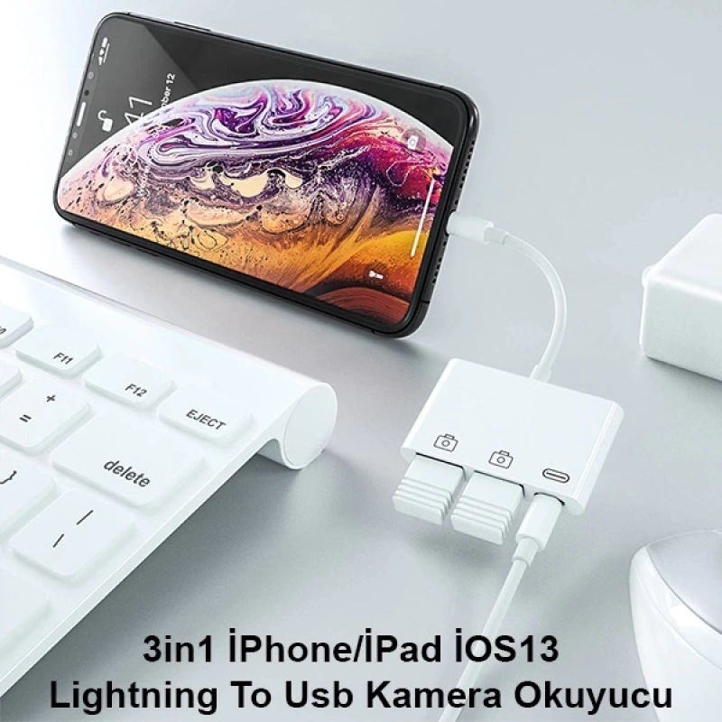 ALLY 3in1 İPhone-İPAD lightning To Usb Kamera Okuyucu