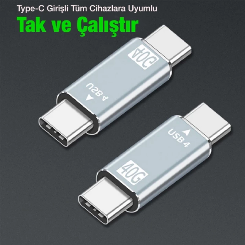 Ally 40Gbps USB 4 Type-C to Type-C Data Dönüştürücü Çevirici Adaptör