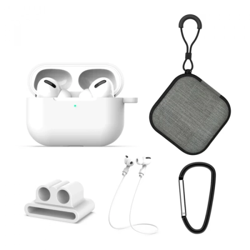 ALLY 5 in 1 Airpods Pro Kulaklık Kılıfı ve Kulaklık Koruma Çantası Full Set