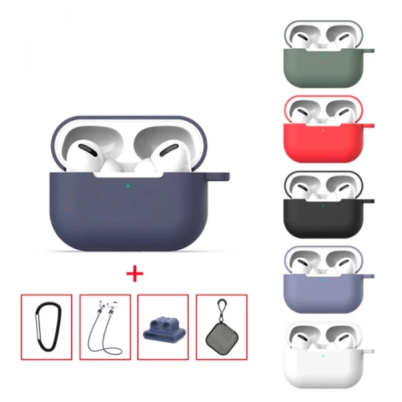 ALLY 5 in 1 Airpods Pro Kulaklık Kılıfı ve Kulaklık Koruma Çantası Full Set