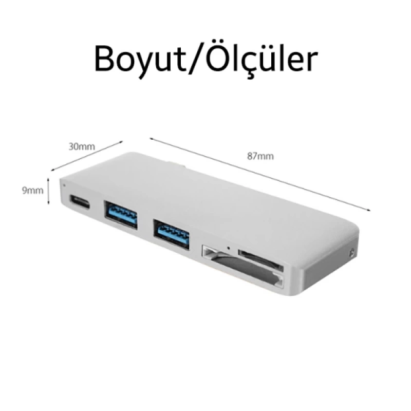 Ally 5 İn1 Usb-C Hub 3.0 Type-C Şarj Kart Reader Type-C Bütün Cihazlar İçin