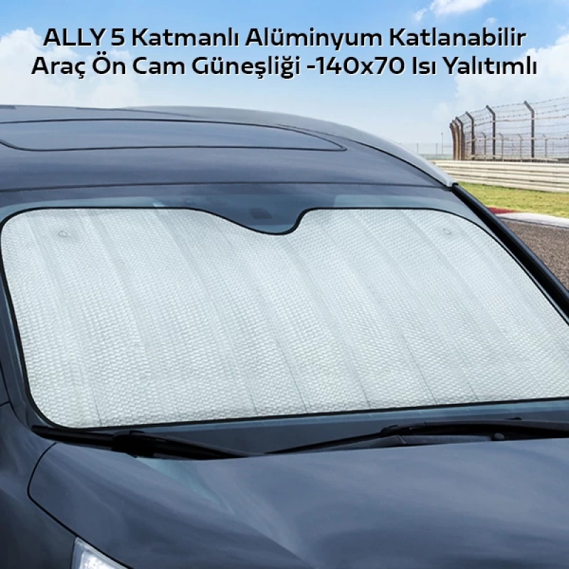 ALLY 5 Katmanlı Alüminyum Katlanabilir Araç Ön Cam Güneşliği -140x70 Isı Yalıtımlı