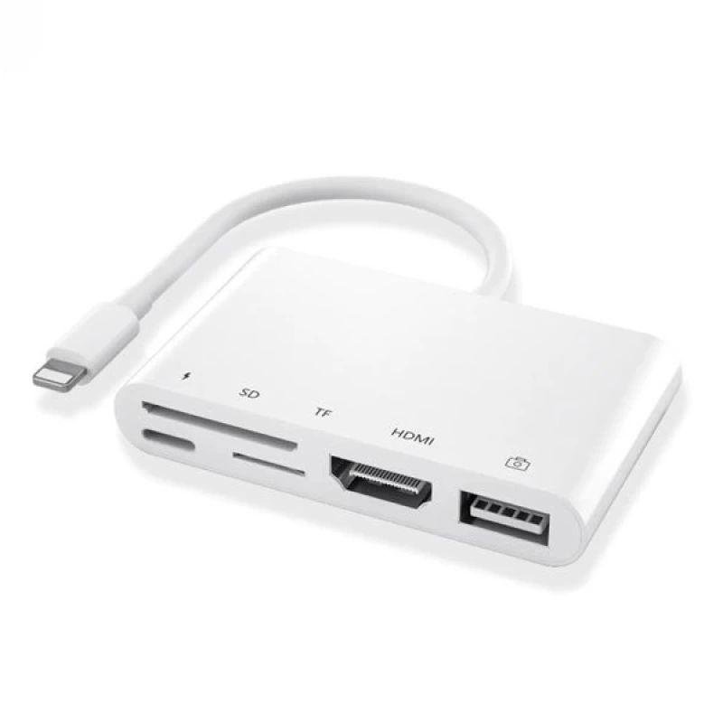 Ally 5in1 Lightning HDMI Dijital Av Adaptör+ Otg USB Hub Kamera TF SD Okuyucu