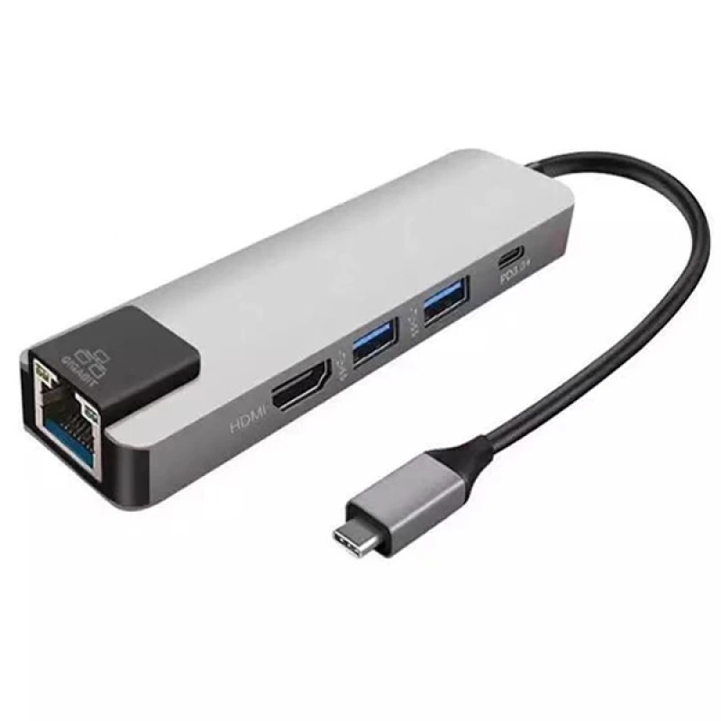 ALLY 5İN1  USB 3.1 Type C To HDMI 2xusb 3.0 RJ45 Ethernet Dönüştürücü Adaptör