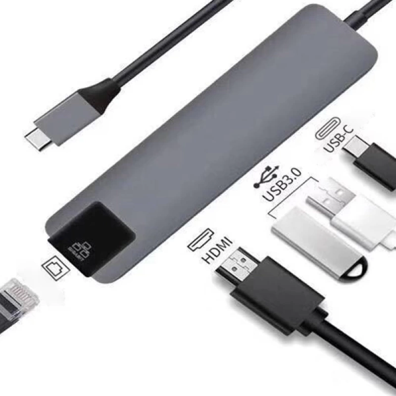 ALLY 5İN1  USB 3.1 Type C To HDMI 2xusb 3.0 RJ45 Ethernet Dönüştürücü Adaptör