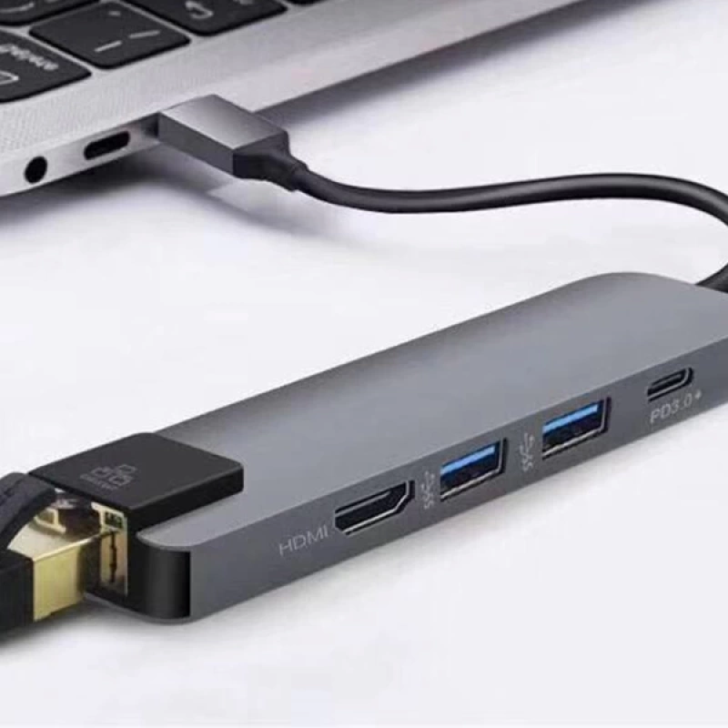 ALLY 5İN1  USB 3.1 Type C To HDMI 2xusb 3.0 RJ45 Ethernet Dönüştürücü Adaptör