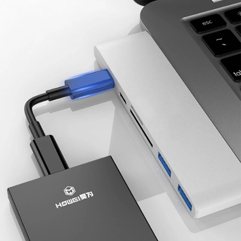 Ally 6 İn1 Usb-C Hub Daul  USB 3.0 Type-C Şarj Kart Reader Çoğaltıcı Hub