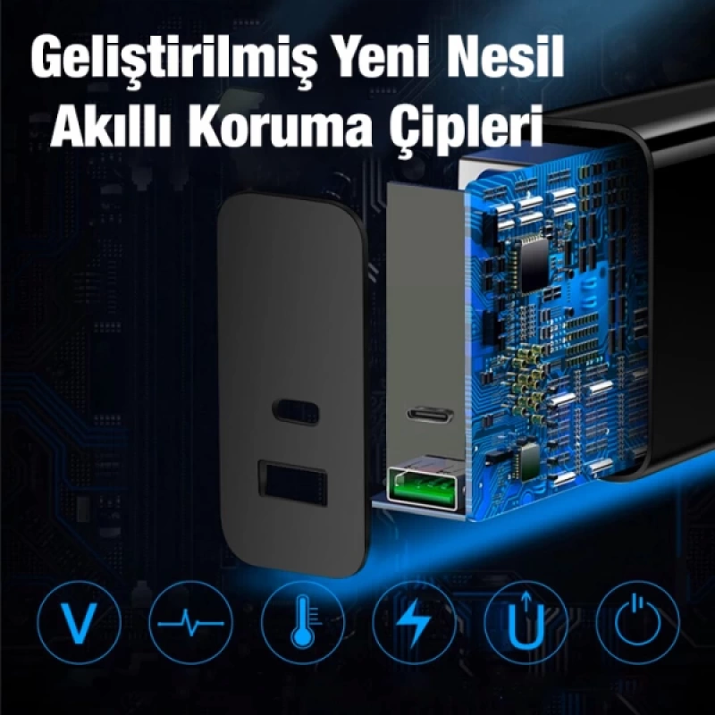 ALLY 65W GaN Type-C + USB QC3.0 PD Hızlı Şarj Adaptörü Şarj Başlığı