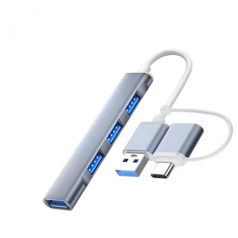 ALLY A-806 4in1 Type-C + USB Girişli USB 3.0 Çoğaltıcı Hub Adaptör Çevirici