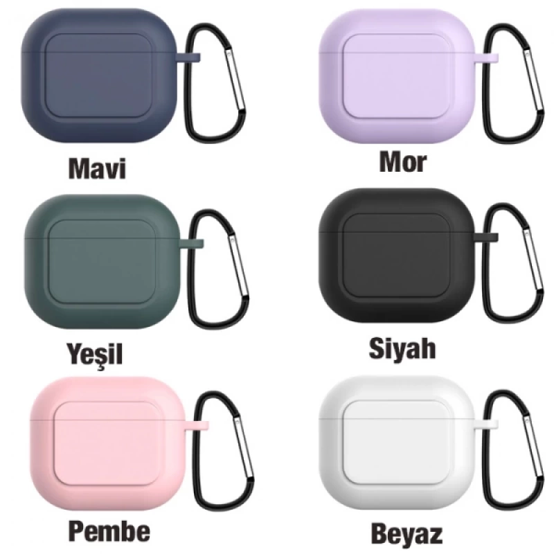 Ally Apple AirPods 3 için Kancalı Ultra İnce Silikon Kulaklık Kılıfı