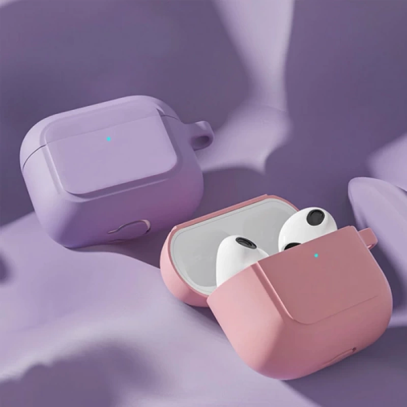 Ally Apple AirPods 3 için Kancalı Ultra İnce Silikon Kulaklık Kılıfı