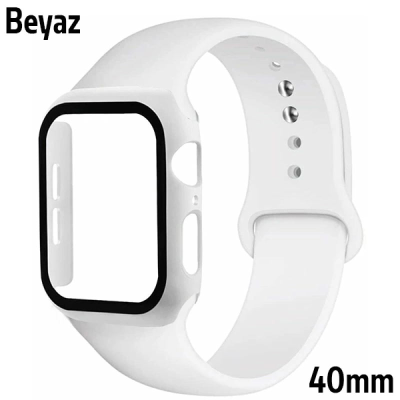 ALLY Apple Watch 4-5-6 40mm Silikon Kordon Kayış ve Ekran Koruyucu Kılıf