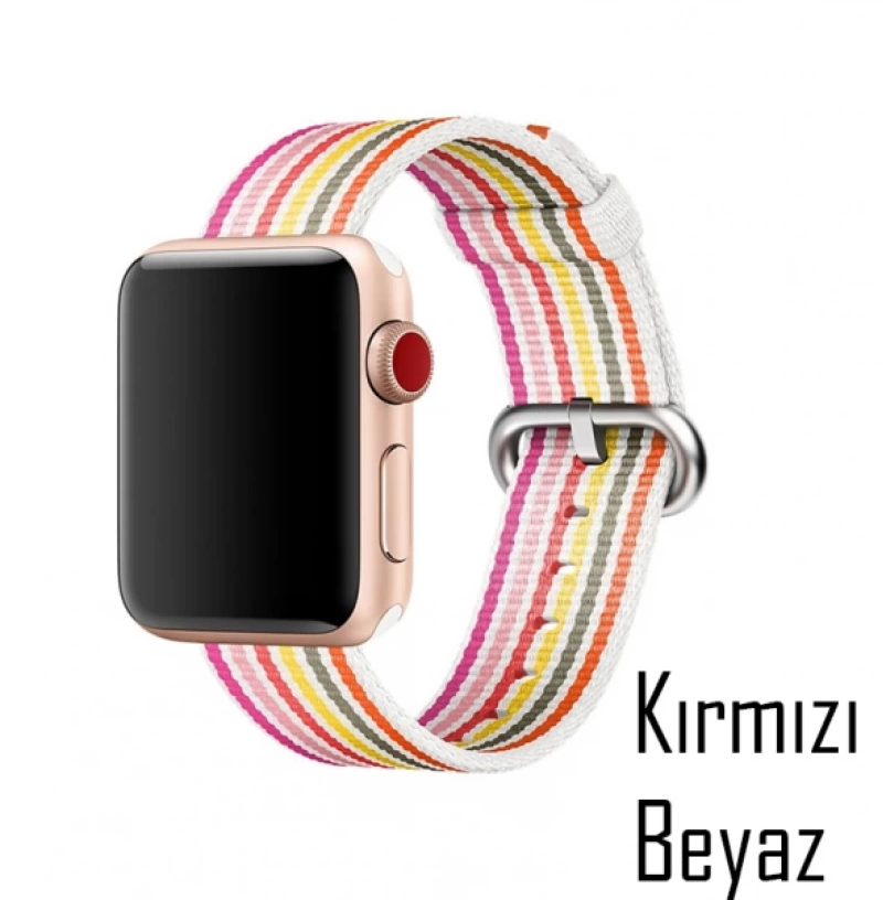 Ally Apple Watch 7-8 41mm 6-5-4 40mm Kayış Kordon Dokuma Çizgili Spor 3-2-1 38mm