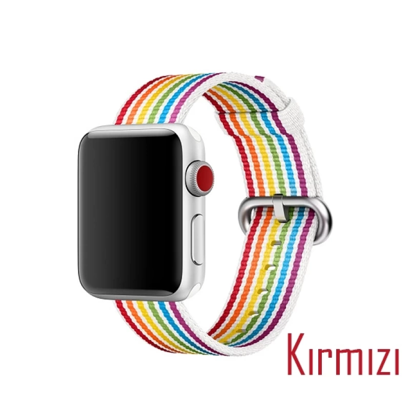 Ally Apple Watch 7-8 41mm 6-5-4 40mm Kayış Kordon Dokuma Çizgili Spor 3-2-1 38mm