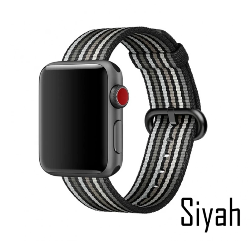 Ally Apple Watch 7-8 41mm 6-5-4 40mm Kayış Kordon Dokuma Çizgili Spor 3-2-1 38mm