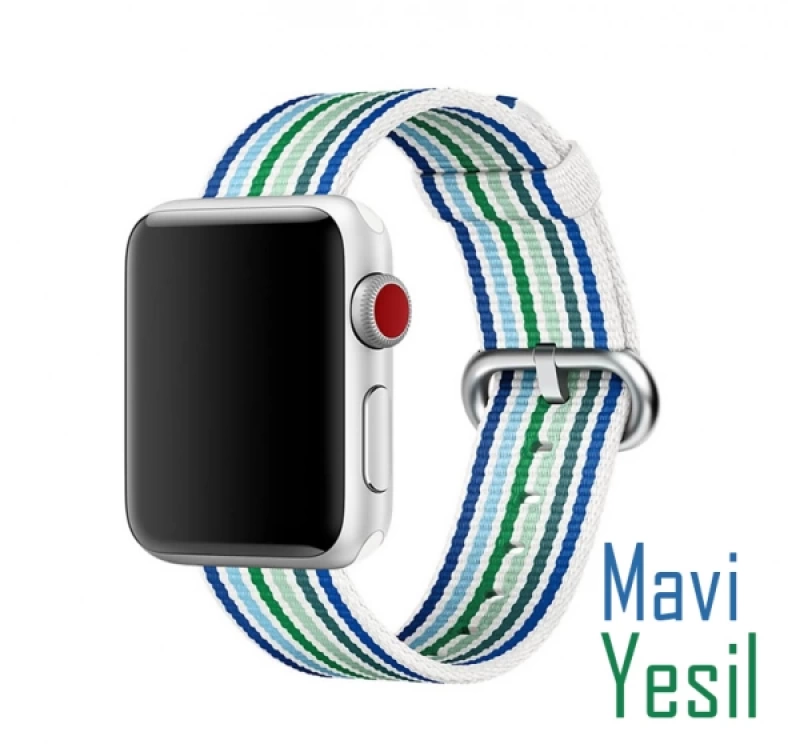 Ally Apple Watch 7-8 41mm 6-5-4 40mm Kayış Kordon Dokuma Çizgili Spor 3-2-1 38mm