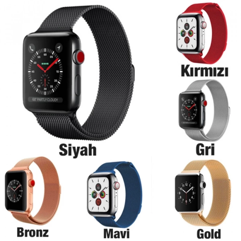 Ally Apple Watch 7-8 41mm 6-5-4 40mm Kayış Kordon Metal Milano Loop 3-2-1 38mm