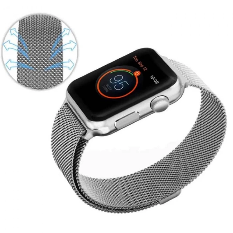 Ally Apple Watch 7-8 41mm 6-5-4 40mm Kayış Kordon Metal Milano Loop 3-2-1 38mm