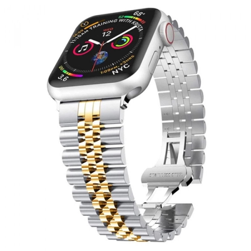 Ally Apple Watch 7-8 41mm 6-5-4 40mm Kayış Kordon Paslanmaz Çelik 3-2-1 38mm