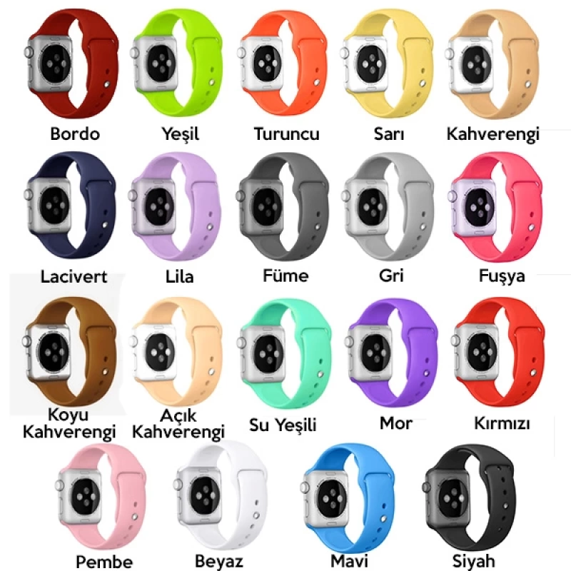 Ally Apple Watch 7-8 41mm 6-5-4- 40mm Silikon Kordon Kayış 3-2-1 38mm