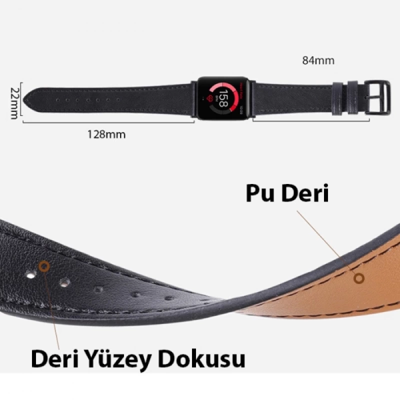 Ally Apple Watch 7-8 41mm 6-5-4 40mm Single Coil Deri Kayış Kordon 3-2-1 38mm