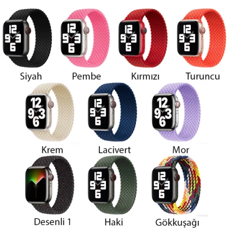 Ally Apple Watch 7-8 41mm 6-5-4 40mm Single loop Plastik Kayış Kordon 3-2-1 38mm