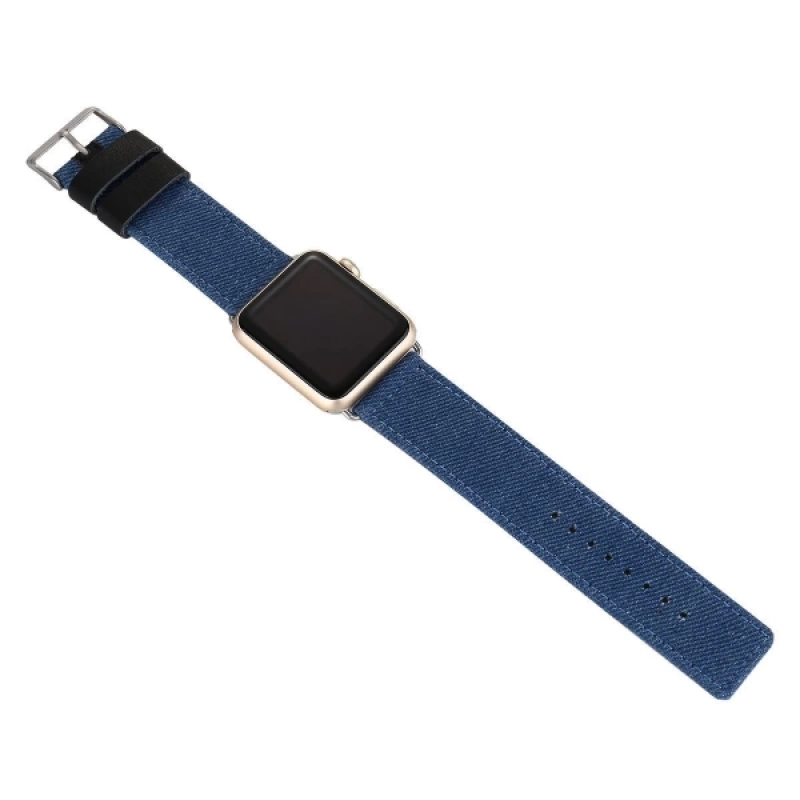 Ally Apple Watch 7-8 45mm 6-5-4 44mm Kayış Kordon Canvas Dokuma Blue Jean 3-2-1 42mm