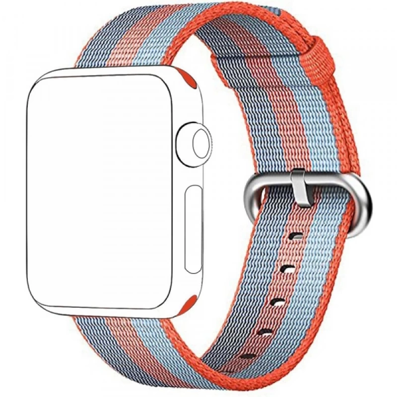 Ally Apple Watch 7-8 45mm 6-5-4 44mm Kayış Kordon Çizgili Nylon Premium 3-2-1 42mm