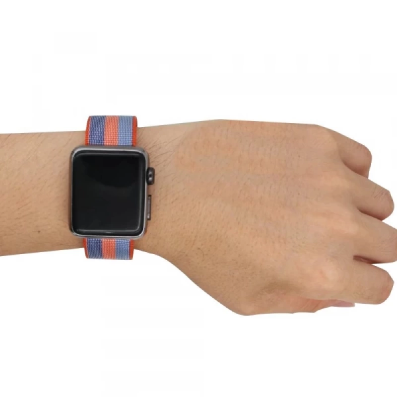 Ally Apple Watch 7-8 45mm 6-5-4 44mm Kayış Kordon Çizgili Nylon Premium 3-2-1 42mm